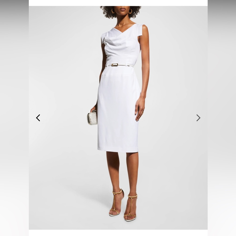 Black Halo Jackie O Belted Sheath Dress - White - Size 6